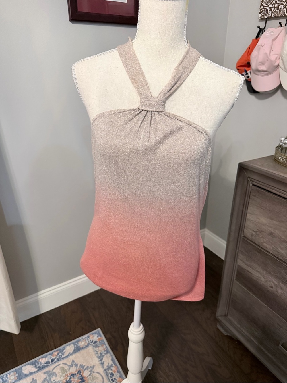 White House Black Market Ombre Halter Tank - Beige to Coral